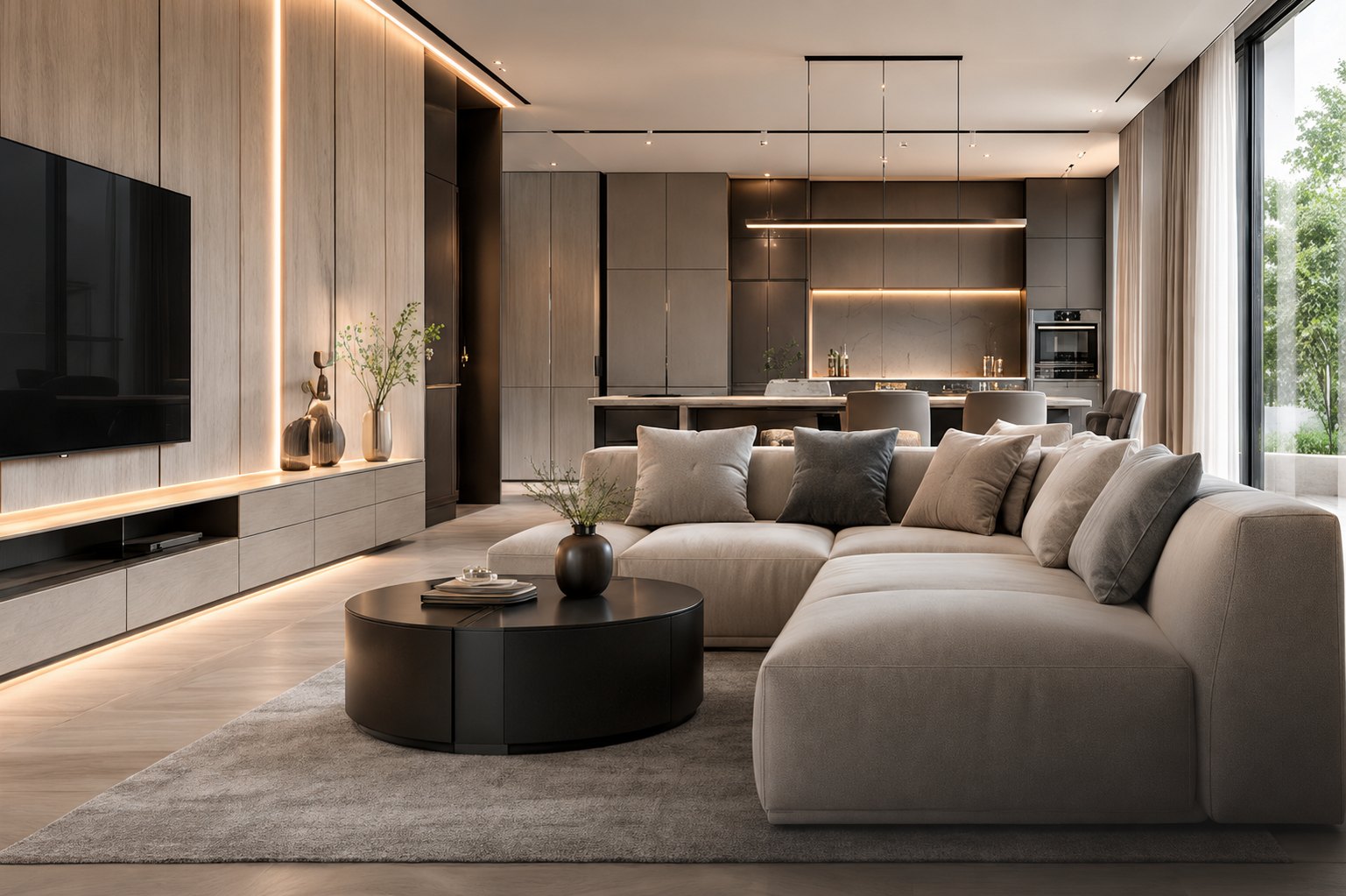 Contemporary interior using premium decorative surfaces