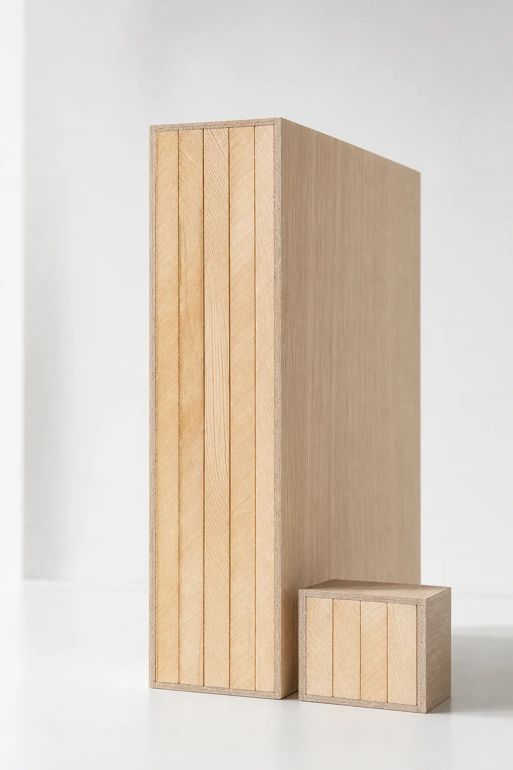 Blockboard cutaway showing parallel solid timber strips