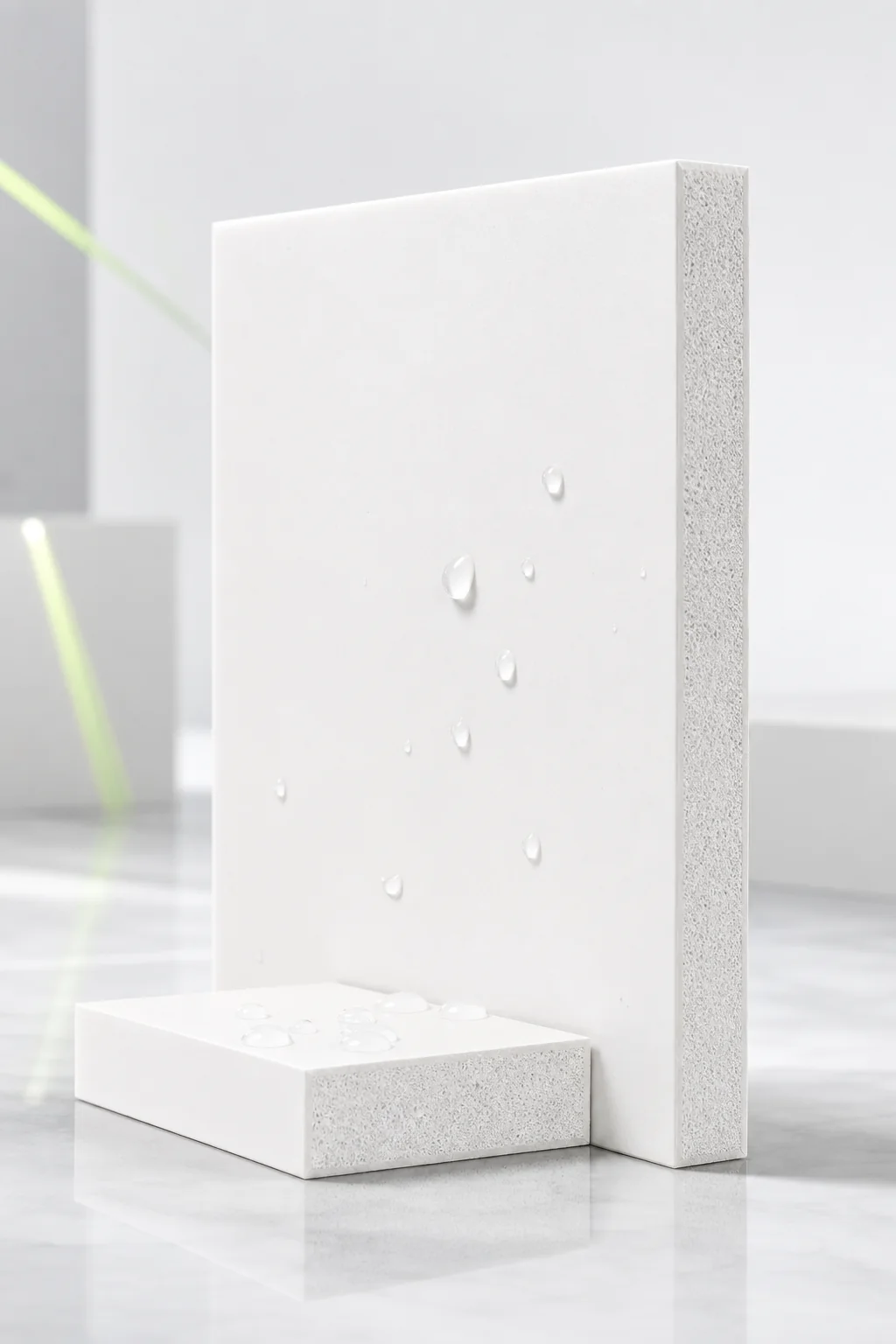 White PVC foam boards showing a fine closed-cell core