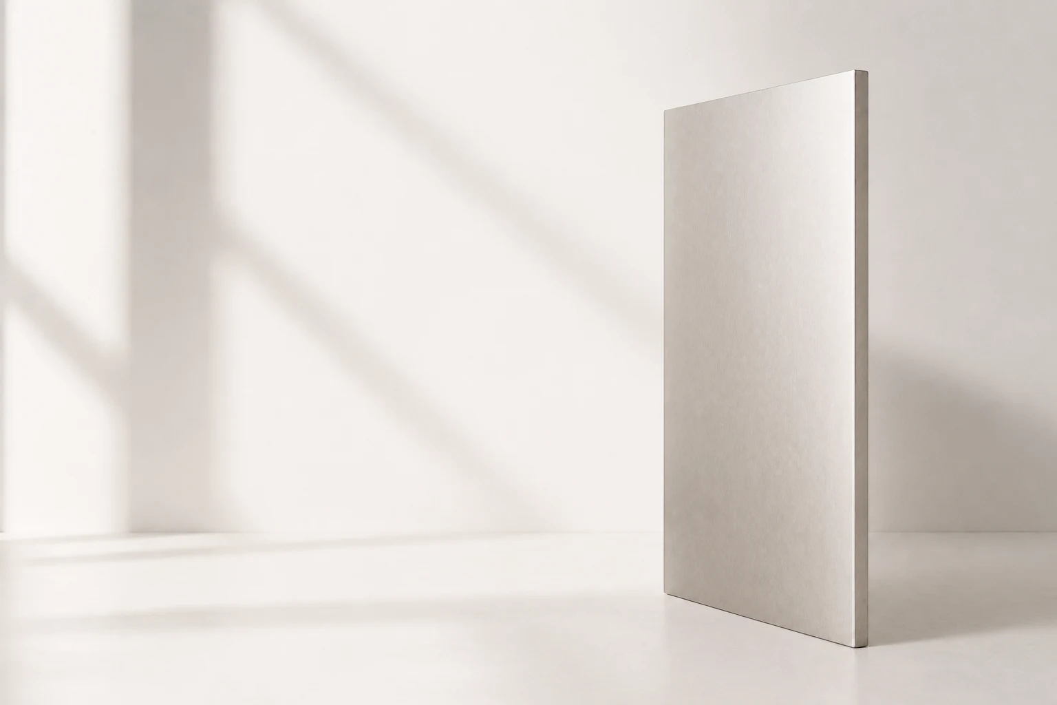 Silver-champagne PET decorative panel in a softly lit studio setting